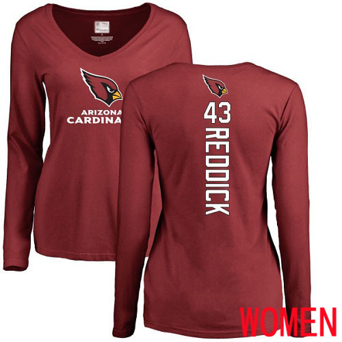 Arizona Cardinals Maroon Women Haason Reddick Backer NFL Football #43 Long Sleeve T Shirt